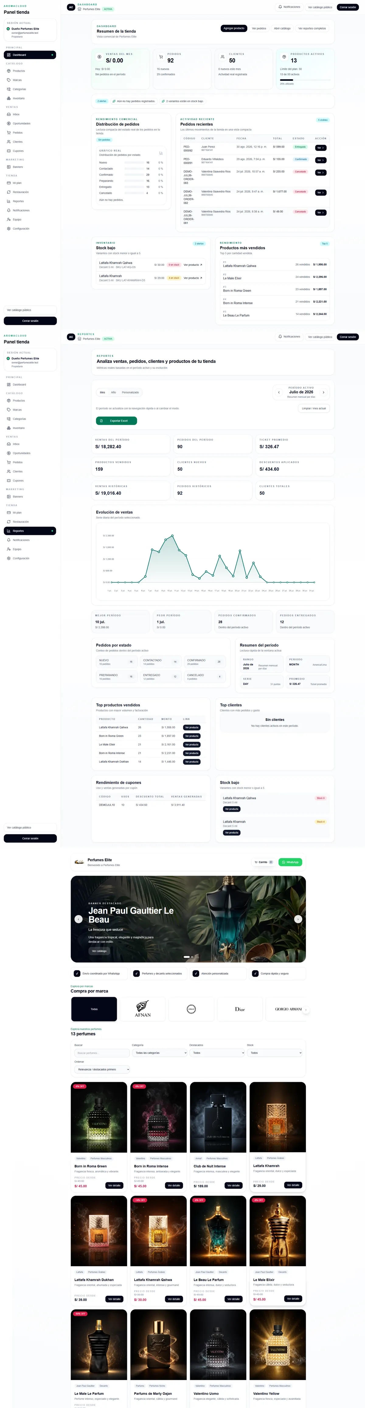 Captura de AromaCloud en escritorio